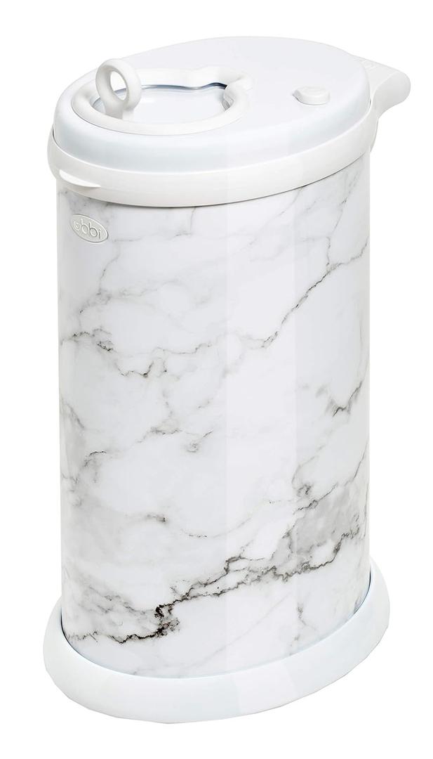 Ubbi Steel Diaper Pail, Odor Locking, No Special Bag Required, Award-Winning, Registry Must-Have, Marble