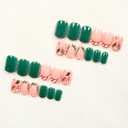 24Pcs Christmas Short Press on Nails Stripe French Tip Fake Nails Holly Green Crutch False Nails Xmas Gingerbread Man Winter Stick on Nails Christmas Glue on Nail for Women Holiday Manicure Kit