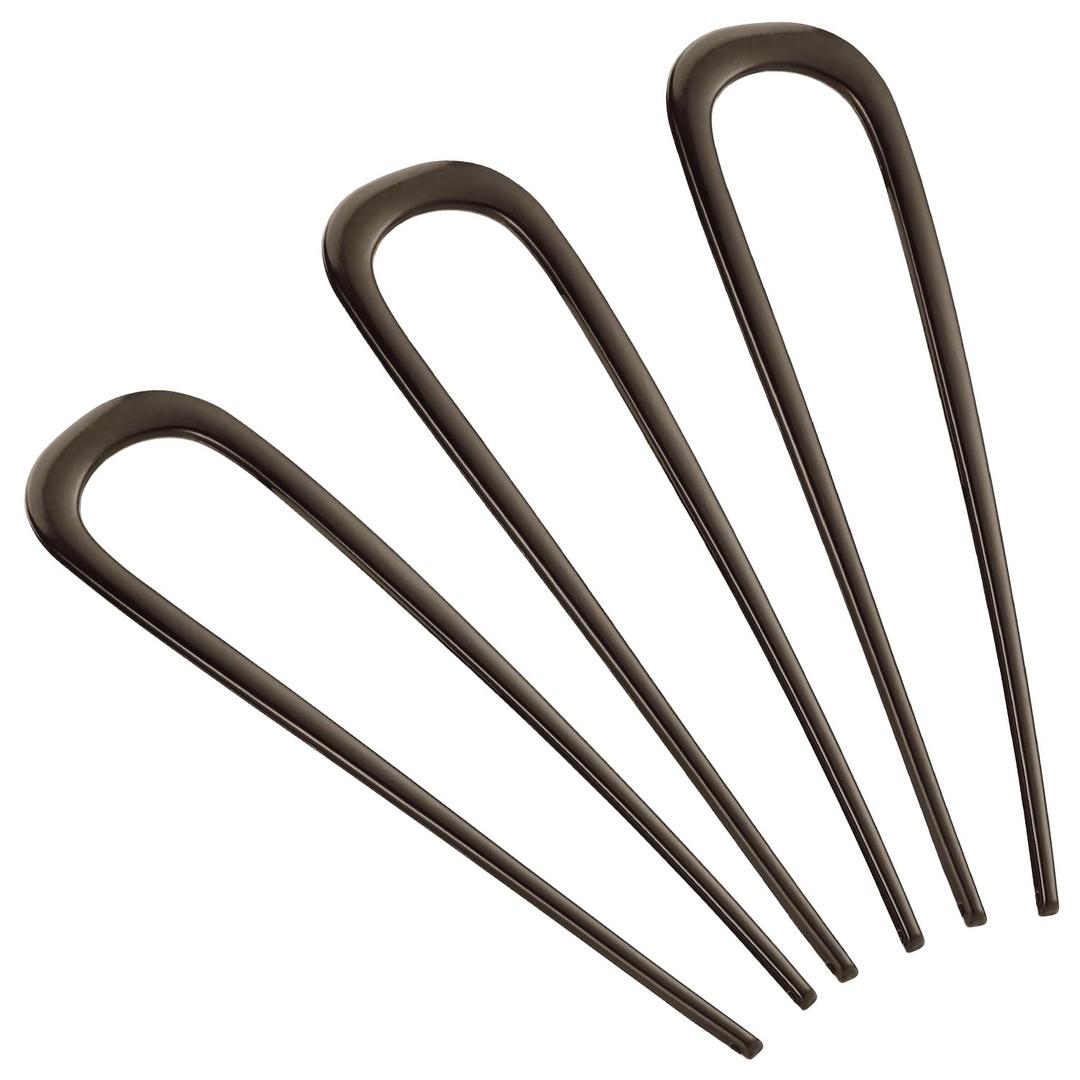 BEoffer French Hair Pin 3PCS Metal Hair Pins for Women Elegant French Twists, Buns and Updos with No Hair Damage, U-shaped French Pin Great Hold and Comfortable Keeps Hair in Place (Black)