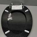 Angol Shiold Glitter Toilet Seat Molded Wood Elongated Toilet Seat with Quietly Close and Quick Release Hinges, Easy to Install also Easy to Clean (Elongated 18.5'', Black)
