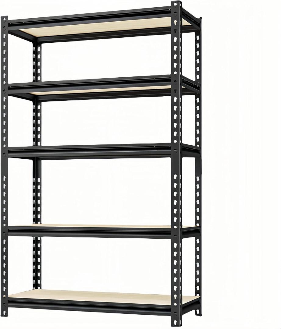 Storage Shelves Garage Shelving Heavy Duty 5 Tier Metal Shelving Units for Storage Adjustable Utility Shelf Rack for Kitchen Warehouse Basement 35" W x 15.8" D x 72" H, Black