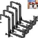 4 Pack Window Box Brackets, Adjustable Planter Box Brackets, Universal Flower Box Bracket for Deck Railing, Heavy Duty Railing Planter Bracket for Balcony, Fence and Garden - Black