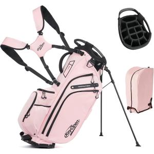 Lightweight Golf Stand Bag, 14 Way Golf Bags with Full Length Dividers for Men Women, Encrypted 900D Weather-Proof Club Carry Bag with Ergonomic Dual Strap, Cooler Pockets, 9 Pockets