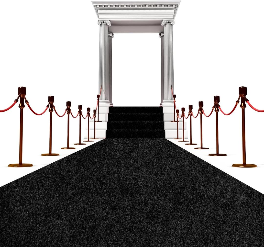 450 GSM Extra Thick Waterproof Black Carpet Runner for Events Decorations, 3X15 Ft Not Slip Red Runner Aisle Runway Rug for Wedding, Party, Banquet, Activity Entrance and Special Events Decorations