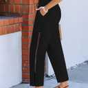 Lasjixion Women Linen Pants Capri Pants Petite Loose Fit Elastic Drawstring Pajama Summer Beach Vacation Pants for Women, Size 2XL