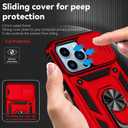 iPhone 13 Pro Case with Camera Cover & Kickstand, Slide Lens Protection + 360 Rotate Ring Stand, Impact-Resistant, Shockproof, Protective Bumper,Cases for iPhone 13 Pro 6.1 inch Red