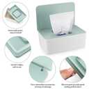 2Pcs Diaper Wipes Dispenser, Refillable Wipe Container, Wipe Container with Sealing Design Lid, Keep Wipes Fresh,Wet Wipes Cases (White/Green)