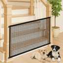 Pet Gate Mesh  No-Drill Easy Install, Good Helper,Portable Folding Dog Safety Fence for Stairs & Doorways, 43.3 W x 28.3 H with 4 Adhesive Hooks (Small)