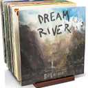 Premium Vinyl Record Stand - a Mid-Century Style Record Holder for Albums, 50-60 LP Capacity - with a Now-Playing Record Display Groove (Brown)