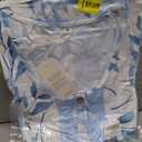 Women's Fashion Summer Button V-Neck Bohemia Floral Printed T-Shirt Spring Short Sleeve Loose Basic Top M size