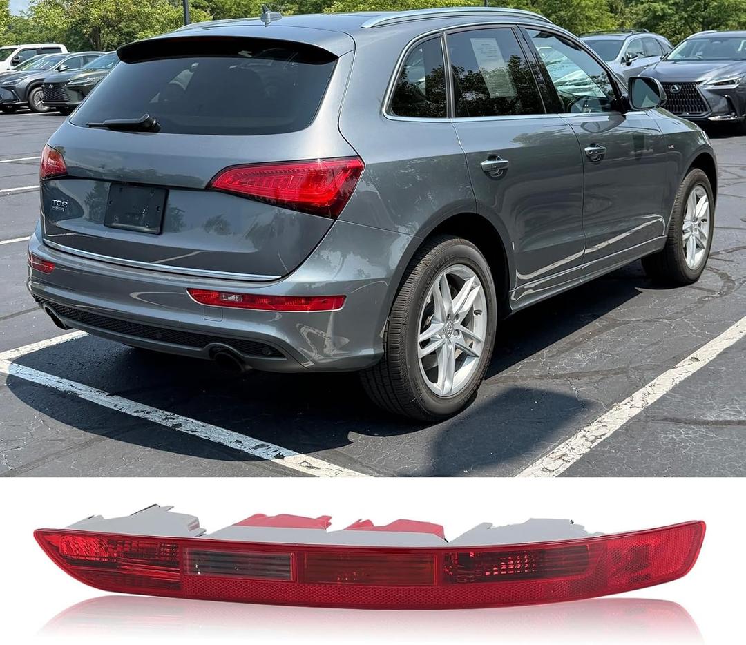 Rear Bumper Tail Light Lamp w/Bulbs & Harness Compatible with 2009-2017 Audi Q5 & 2014-2017 Audi Q5S Rear Bumper Reflector Lower Tail Light Replaces # 8R0945096 8R0945096B (Right Passenger Side)