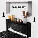 SpaceAid Bamboo Over the Stove Spice Holder Shelf, 31.5" Kitchen Organizer Stove Spice Top Rack, 11.6" Height Countertop Storage, Over Oven Back Sink Organization Shelf, Black