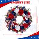 Daifunli Red White and Blue Wreaths for Front Door 16 Inch Patriotic Wreath Memorial Day 250th Anniversary 4th of July American Flag Decorations for Independence Day Home Wall Window Porch Decor
