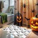 JarThenaAMCS Halloween Bathroom Rug 19.7 x 35.4 Inch Gray White Ghost Tufted Bath Mat Absorbent Non Slip Washable Shower Rug Front Door Mat for Home Bedroom Room