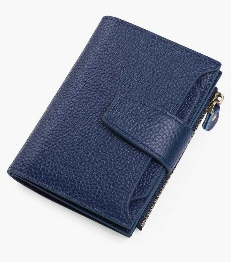 Falan Mule Women's Royal Blue Leather Wallet with RFID Blocking, Card Holders, and Coin Pouch