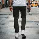 Fleece Lined Jeans Men Winter Stretch Denim Warm Pants Loose Casual Jeans (Black)