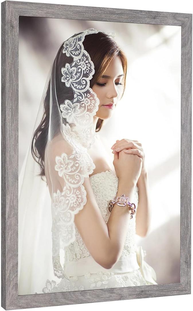 18x36 Picture Poster Frame, Rustic Gray 36 x18inch Frame, Natural 18x36 Frame, Distressed Grey Large Gallery Family Concert Photo Frame, Anniversary/Birthday/Wedding/Thank you/Christmas Gift