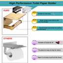 Toilet Paper Holder Toilet Paper Hanger with Mobile Phone Storage Shelf -Wall Mount (4# Golden)