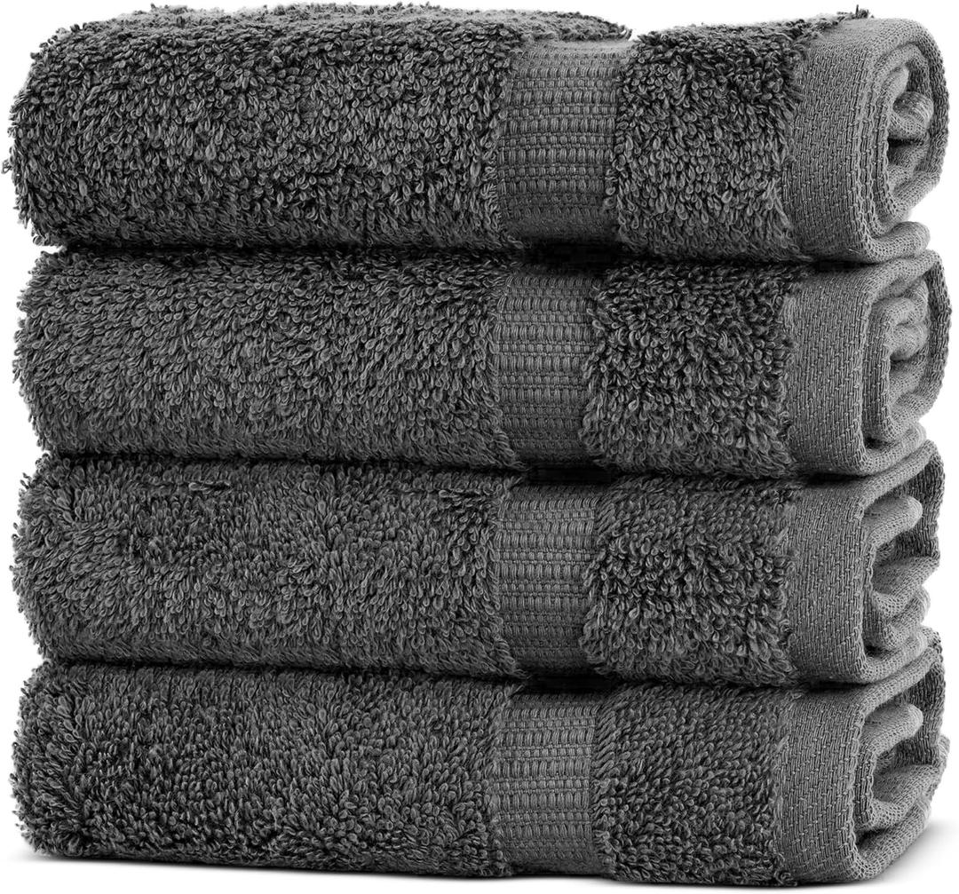 Chakir Turkish Linens | Hotel & Spa Quality 100% Cotton Premium Turkish Towels | Soft & Absorbent (4Piece Washcloths, Gray)