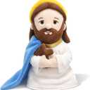 8 Inch Weighted Jesus Plush Doll - Sitting Religious Stuffed Toy with Detachable Halo & Cross - Christian Keepsake for Baptism, Easter, Church - Faith-Based Gift for All Ages (Blue)