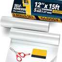 Clear Laminating Roll 12” x 15ft - 5 MIL Self Adhesive 2-Pack Glossy Laminate Roll Peel and Stick, Clear Vinyl Roll Film