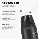 Fanhaw 20 oz Insulated Stainless Steel Water Bottle with Straw Lid, Leakproof & Anti-Dust Sports Bottle for Kids, Women & Men (Black)