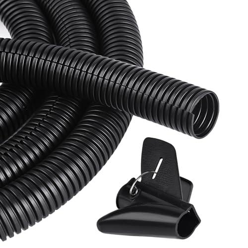CrocSee 10ft - 1/4 inch Flame Retardant Split Wire Loom Tubing with Installation Tool - Flexible Wire Covers Cord Protectors - Black