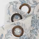 Vangao Blue Floral Linen Curtains for Living Room 84 Inches Long Farmhouse Curtains for Bedroom Vintage Print on Beige Light Filtering Window Drapes Grommet Top 2 Panels