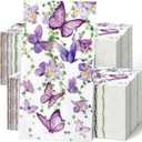 Jetec 200 Count Butterfly Disposable Bathroom Hand Towels Paper Guest Towels for Bathroom Tree Flower Bird Napkin Paper Disposable Guest Napkins for Birthday Holiday Party Supplies