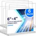 Acrylic Sign Holder 6x4,6 Pack Clear Sign Holder Double Sided Table Menu Horizontal Desktop Display Stand Paper Flyer Holder Tabletop Sign Holder Suitable for Restaurants, Office, Store, Hotels