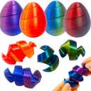 4 Pcs 3D Printed Spiral Egg Fidget Toy Pass Through Stress Relief Desk Toy Fidget Ball Relax Anxiety Toy for Kids Girls Boys Easter Basket Stuffers Party Favors Gifts