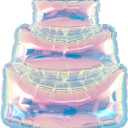 Happy Birthday Cake Foil Balloons 40 Inch,Gaint Three-Tier Iridescent Holographic Thickened Large Birthday Mylar Balloon for Girls Women Kids Baby Shower Party Decorations Supplies