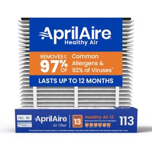 AprilAire 113 Replacement Filter for AprilAire Whole House Air Purifiers - MERV 13, Healthy Home Allergy, 16x20x4 Air Filter (Pack of 1)