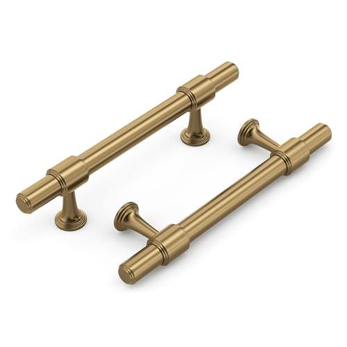Haliwu 3 Pack Champagne Bronze Cabinet Pulls, 3 Inch Hole Center Drawer Pulls, Champagne Handles, Zinc & Aluminum Alloy Brushed Finish, Hardware for Bathroom and Kitchen