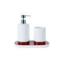 VCNY Home Ceramic Bathroom Accessory Set - White/Wood
