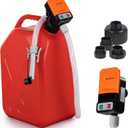Fuel Transfer Pump with Auto Stop Sensor Overfill Protection,Kit with 4 Tank Adapter, 4AA Battery powered 3.2 GPM, Portable Gas Pump for Oil, Diesel, Gasoline (Orange/Black)