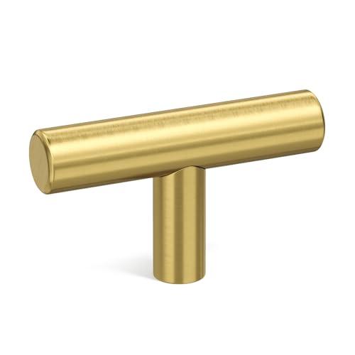 Goldenwarm Knobs for Dresser Drawers Brushed Brass Cabinet Knobs - LS201GD Contemporary Cabinet Hardware Knob 2" Overall Length Gold Cabinet Drawer Handles 30 Pack