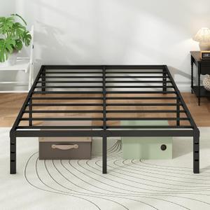 Metal Platform Bed Frame Queen Size, 16 Inch Height with Heavy Duty Steel Support, No Box Spring Needed, Easy Assembly and Underbed Storage,Black