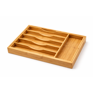 BAMBUROBA Bamboo Kitchen Drawer Organizer, Expandable Silverware Organizer, 2 Pack Utensil Holder and Cutlery Tray with 7 Slots, Gadgets Storage Divider, Natural