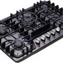 30 Inch Gas Cooktop, 5 Burners Built-in Stovetop, Stainless Steel LPG/NG Convertible Stove, Dual Fuel Sealed Hob - Black