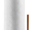 Leinuosen Brown Paper Towel Holder Cute Highland Cow Wooden Paper Towel Holder Brown Bathroom Countertop Accessories Kitchen Stand Organizer Standing Apartment Decor Housewarming Gift