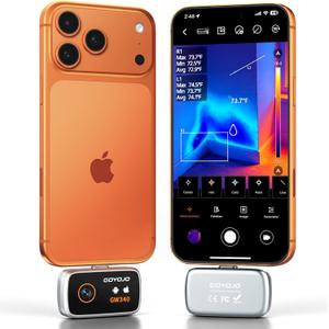 GW340 Thermal Camera for iPhone/Android/Tablet, 512x384 Super IR Resolution, Thermal Imager iOS 17/16/15 Series & iPads USB-C Port, 256x192 IR Resolution Home Inspection, HVAC, Automotive -4F~752F