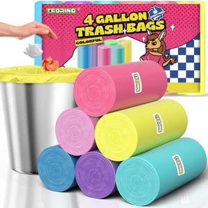 150 Count 4 Gallon Small Trash Bags - Colored Bathroom Garbage Bags Unscented Leak-proof, 15 Liter Plastic Wastebasket Can Liners for Office Bedroom Toilet and Car