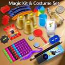 PATIFEED Kids Magic Kit, Magic Tricks Set with Magician Costume & Top Hat & Video Instructions for Boys Girls Ages 6-12, Christmas Halloween Birthday Gift Toys for Kids