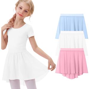 3 Pack Girls' Ballet Skirts | Dance, Wrap, Toddler, Kids, Ballerina, Chiffon, Elastic Waist, Dancewear, for 2-12 Years, Soft, Stretchy