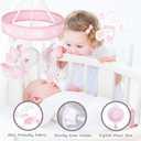 Crib Mobile for Girls, Baby Mobile for Crib with 12 Lullabies Digital Musical Box, 3 Modes, Volume & Songs Control, Pink Design for Nursey Decor