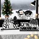6 Pcs Winter Wooden Table Decor Snowflake Snowman Wooden Centerpieces Wonderland Decor for Winter It's Snow Theme Xmas Birthday Baby Is Cold Outside Party Supplies(Black White)