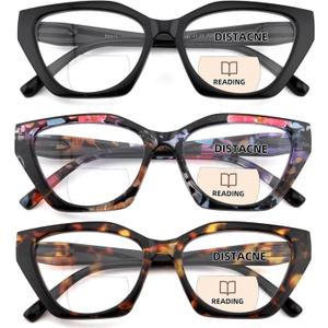 Bifocal Reading Glasses Women Cat Eye Irregular Frame Fashion Readers with Spring Hinge