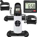 Under Desk Bike Pedal Exerciser, Portable Mini Exercise Bike with LCD Display for Home/Office, Desk Cycle for Leg/Arm with Handle, Leg Exerciser While Sitting for Seniors (White)