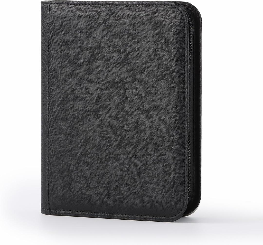 4 Pocket Trading Card Binder, Ringless Card Binder with Zipper for TCG and Sport Cards Collections, Holds 160 Cards with Side-Loading Pages, Black